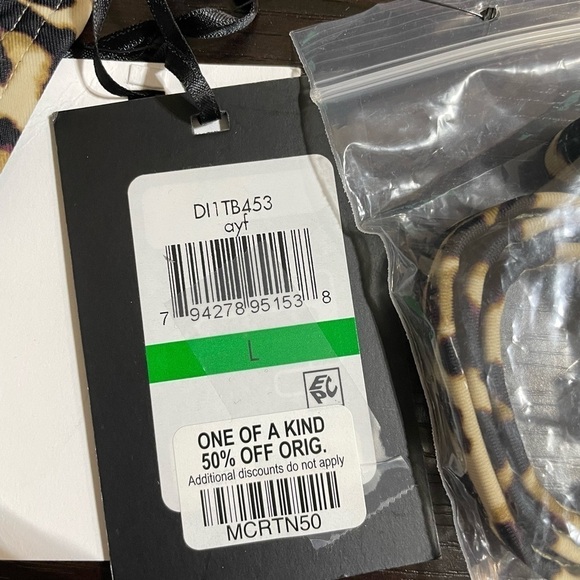 DKNY Womens Bikini Top Brown Size Large L Printed Bandeau Tie Front $78 - Picture 2 of 3